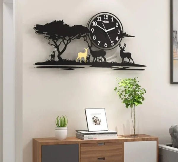 "3D Jungle Wooden Wall Clock – Nature-Inspired Forest Design for Living Room, Bedroom, or Office"