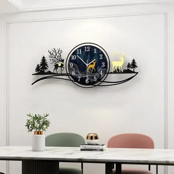 Bring the tranquility of the forest into your home with this stunning Forest Figure Deer 3D Wooden Wall Clock.
