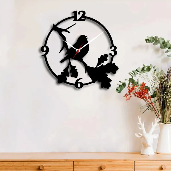 "Sparrow 3D Decorative Wooden Wall Clock – Modern MDF Design for Living Room, Bedroom, Office & Kitchen"