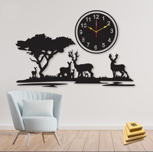 "3D Jungle Wooden Wall Clock – Nature-Inspired Forest Design for Living Room, Bedroom, or Office"