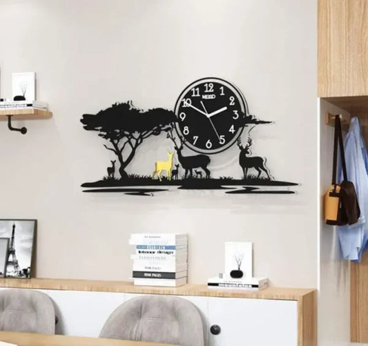 "3D Jungle Wooden Wall Clock – Nature-Inspired Forest Design for Living Room, Bedroom, or Office"