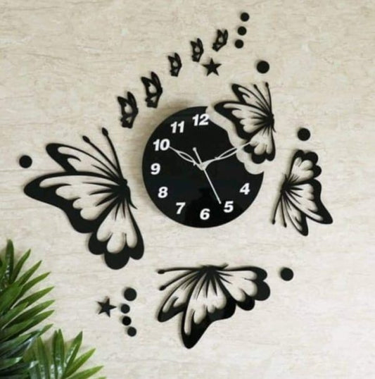 "3D Butterfly Wooden Wall Clock – Elegant Nature-Inspired Design for Living Room, Bedroom & Office"
