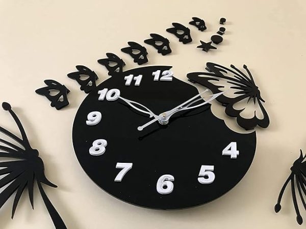 "3D Butterfly Wooden Wall Clock – Elegant Nature-Inspired Design for Living Room, Bedroom & Office"