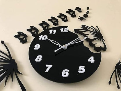 "3D Butterfly Wooden Wall Clock – Elegant Nature-Inspired Design for Living Room, Bedroom & Office"