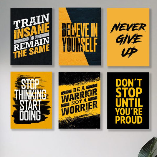 Set Of 6 Motivational Sticky Canvas Frames For Wall Decore / Sticky Phototiles